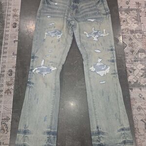 MNML Distressed Light Blue Straight Jeans